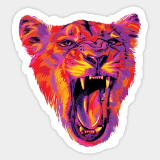 Roaring Lioness Painting Sticker